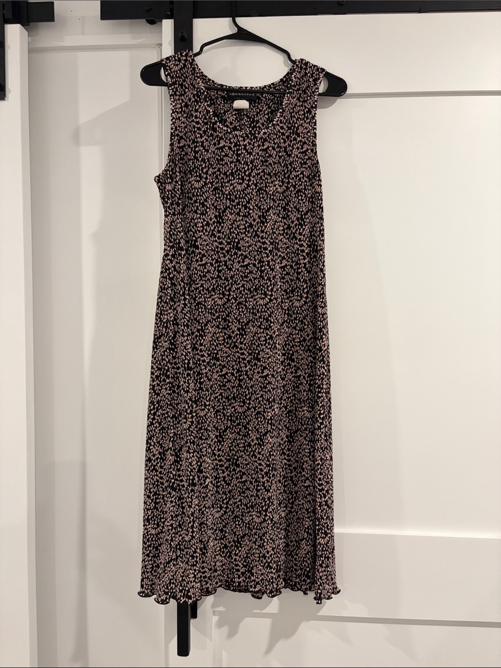 Black Printed Sleeveless Midi Dress